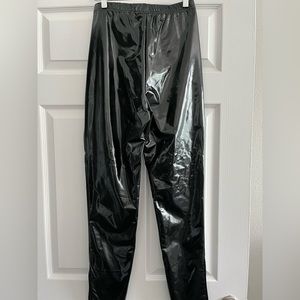 Black faux leather high waisted pants with ankle slits, size small/4!